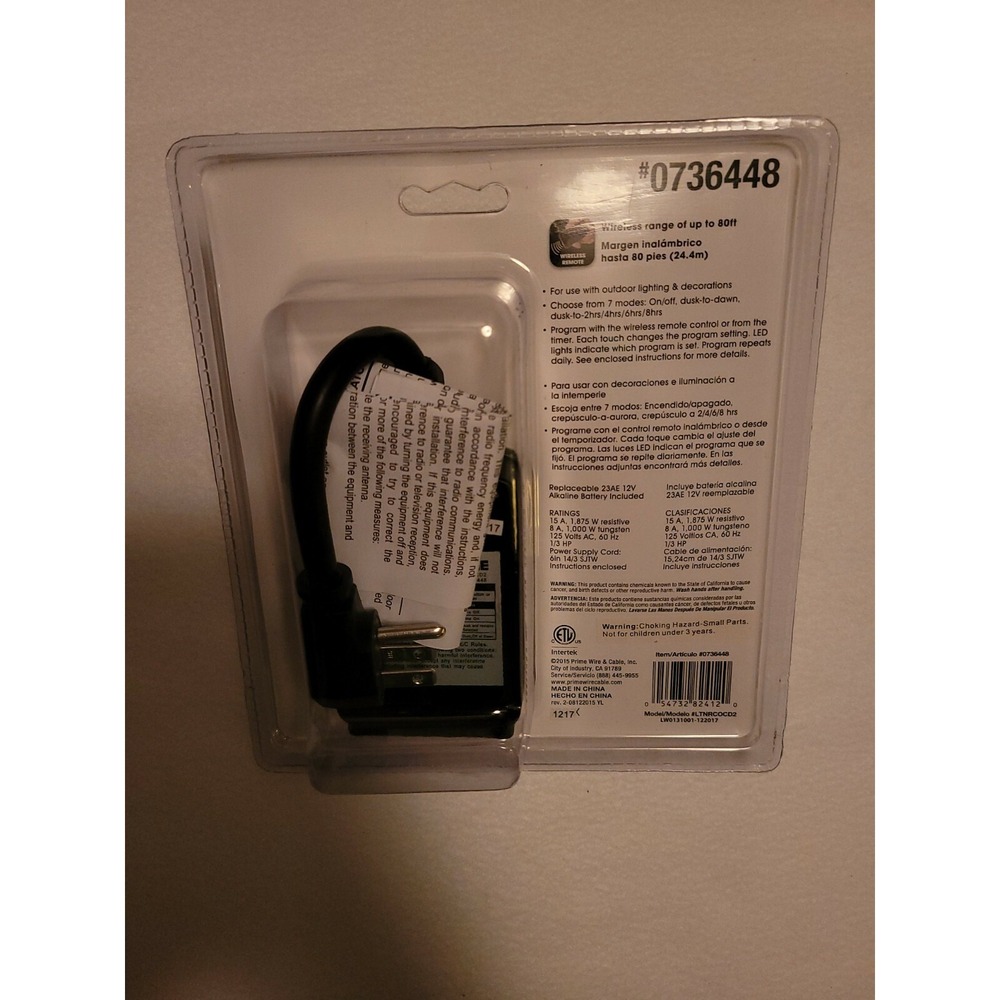 PRIME Remote Controlled Countdown Timer 2 Outlet Plug In Outdoor - Picture 4 of 4